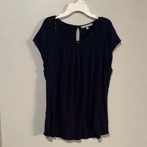 Daniel Rainn Midnight Blue Pleated Blouse